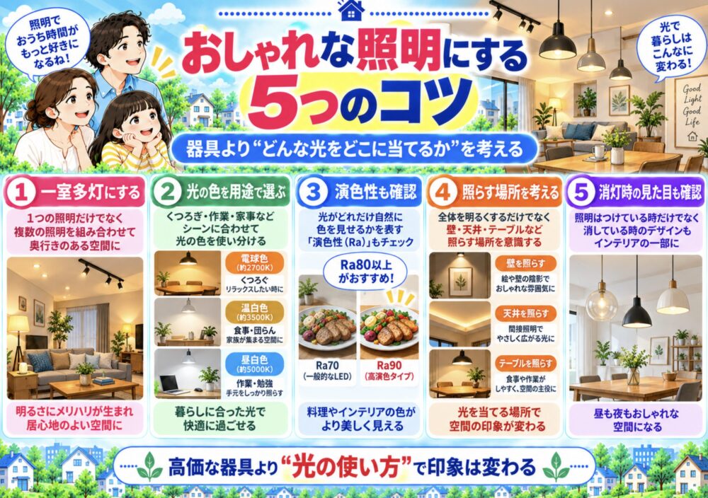 おしゃれな照明にする5つのコツ