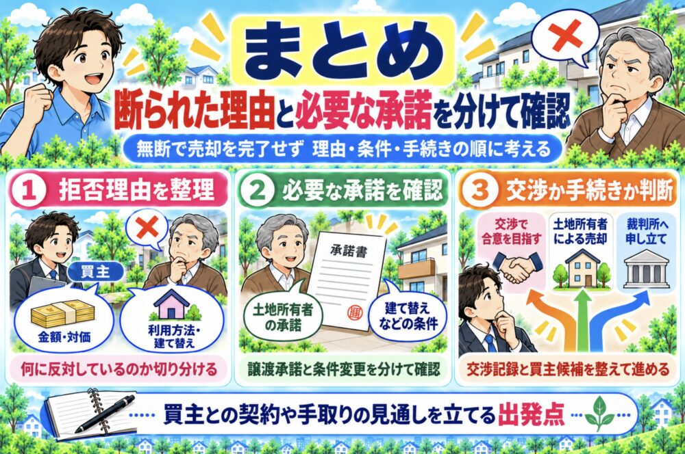 「地主に断られた理由」と「必要な承諾」を分けて確認