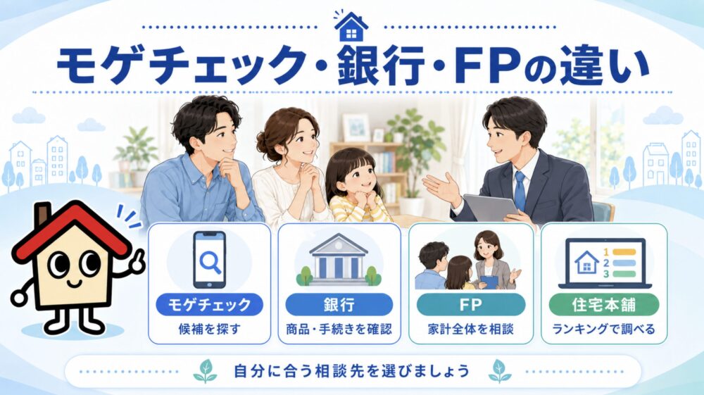 モゲチェックと銀行・FP・住宅本舗の違い