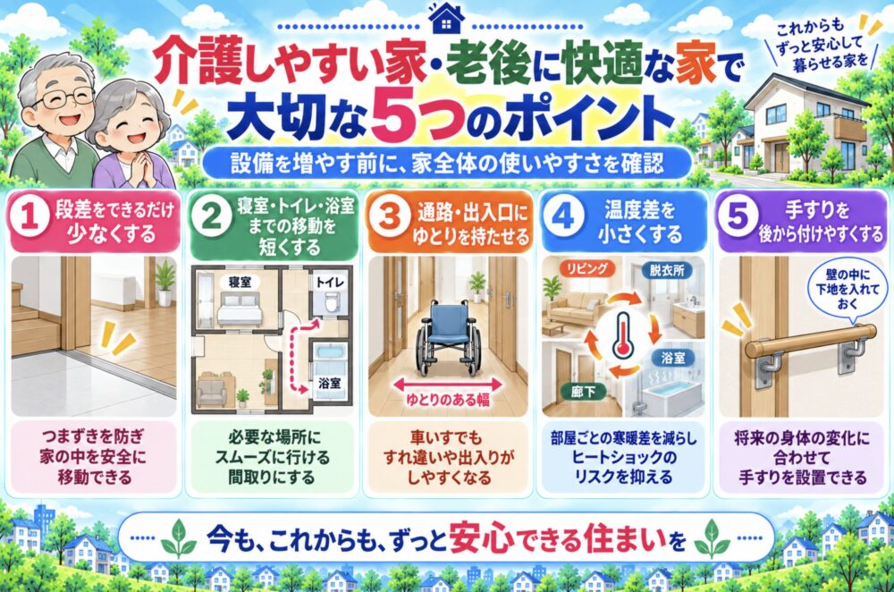 介護しやすい家・老後に快適な家で大切な5つのポイント