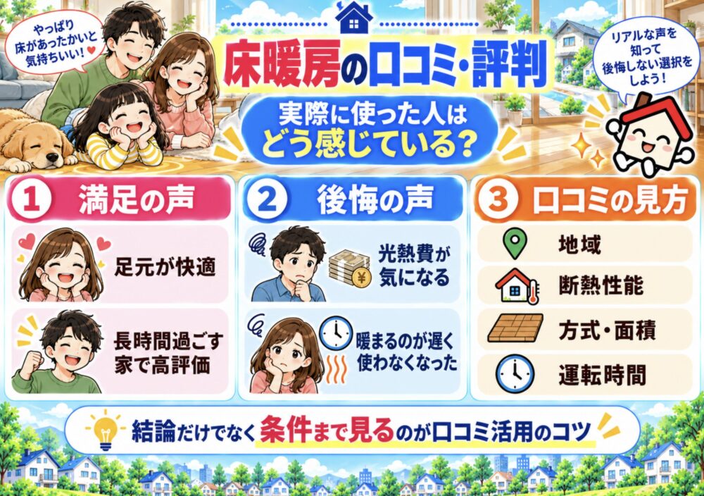 床暖房の口コミ・評判｜実際に使った人はどう感じている？