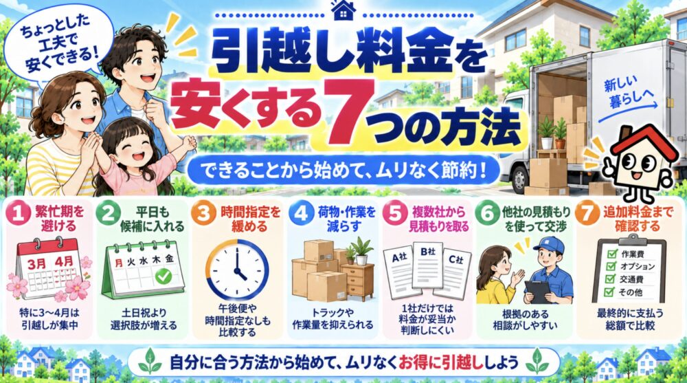 引越し料金を安くする7つの方法