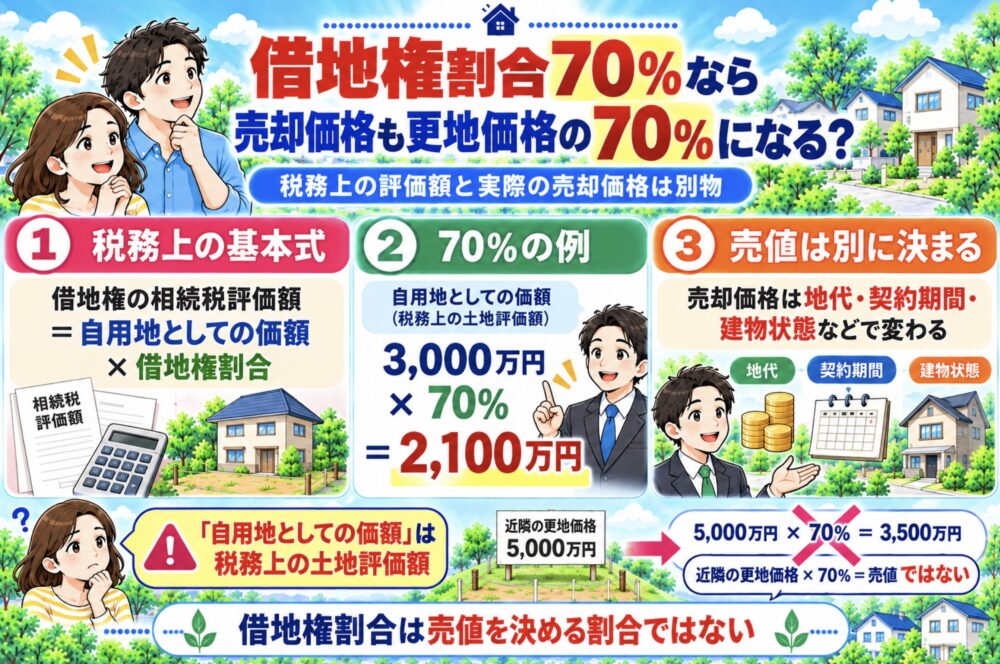 借地権割合70％なら売却価格も更地価格の70％になる？