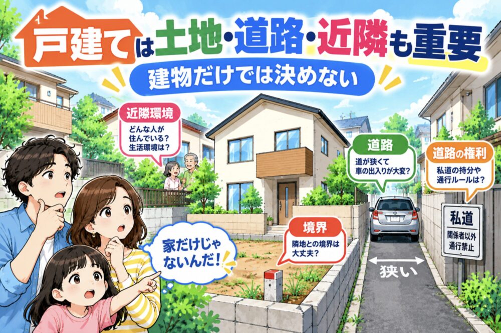 戸建てで購入後に気づきやすいのは土地・道路・近隣の問題