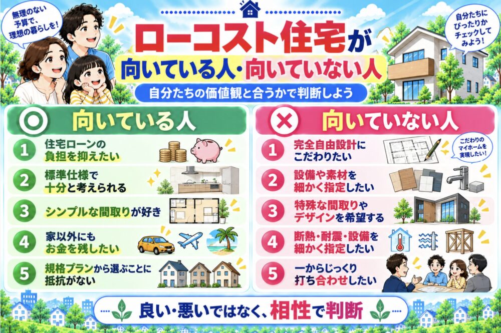 ローコスト住宅が向いている人・向いていない人