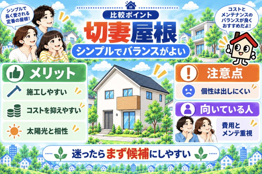 切妻屋根｜シンプルでコストとメンテナンス性のバランスがよい