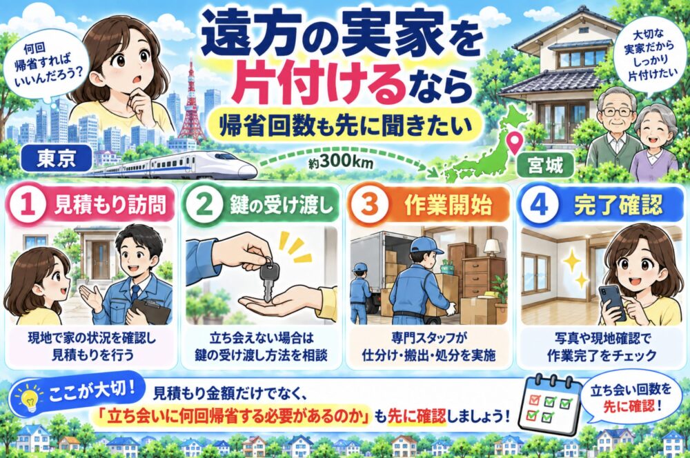 遠方の実家を片付けるなら、帰省回数も先に聞きたい