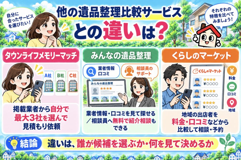 他の遺品整理比較サービスとの違いは?