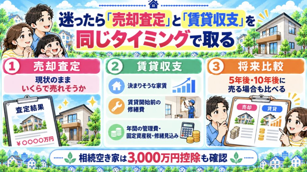 迷ったら「売却査定」と「賃貸収支」を同じタイミングで取る