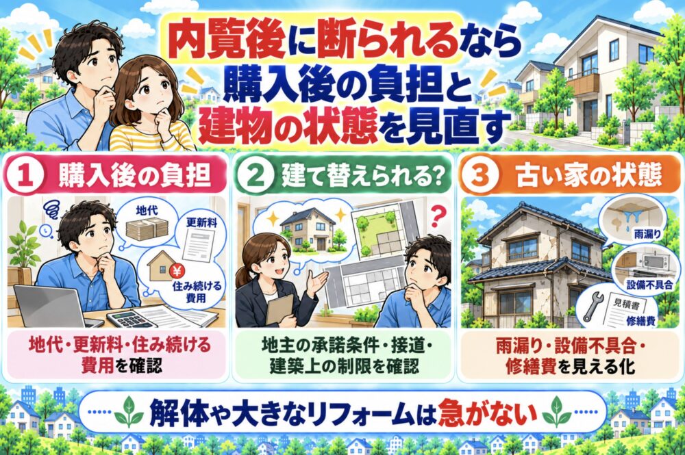 内覧後に断られるなら、購入後の負担と建物の状態を見直す