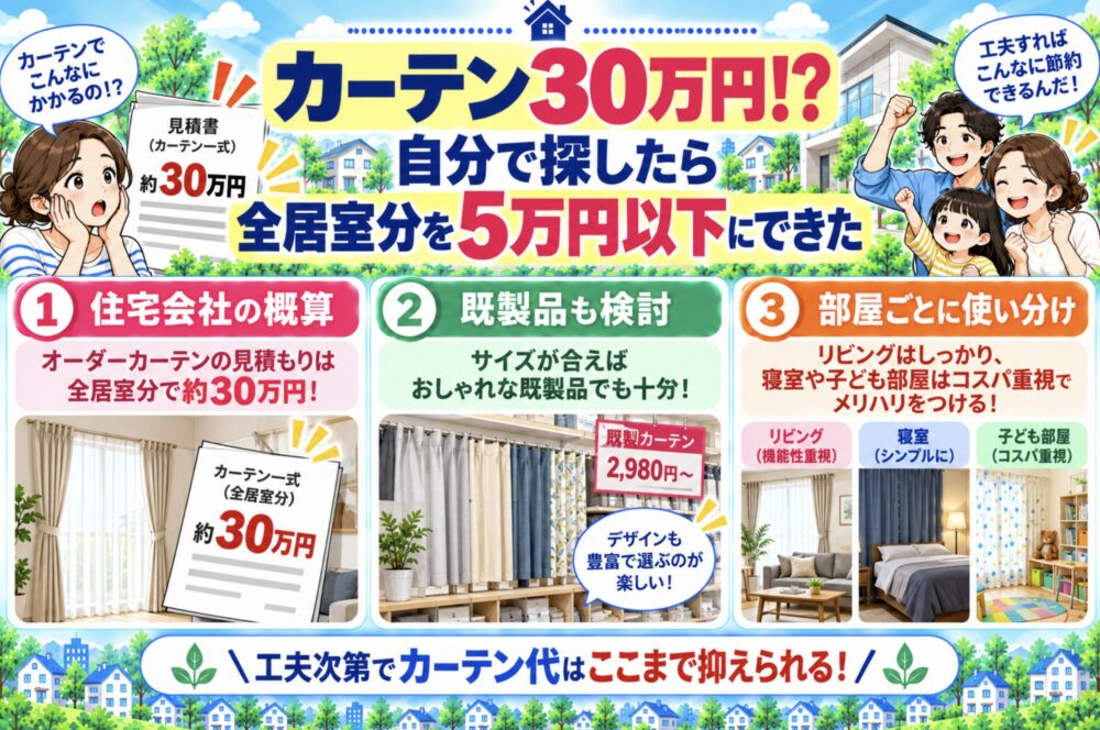 カーテン30万円!?自分で探したら全居室分を5万円以下にできた
