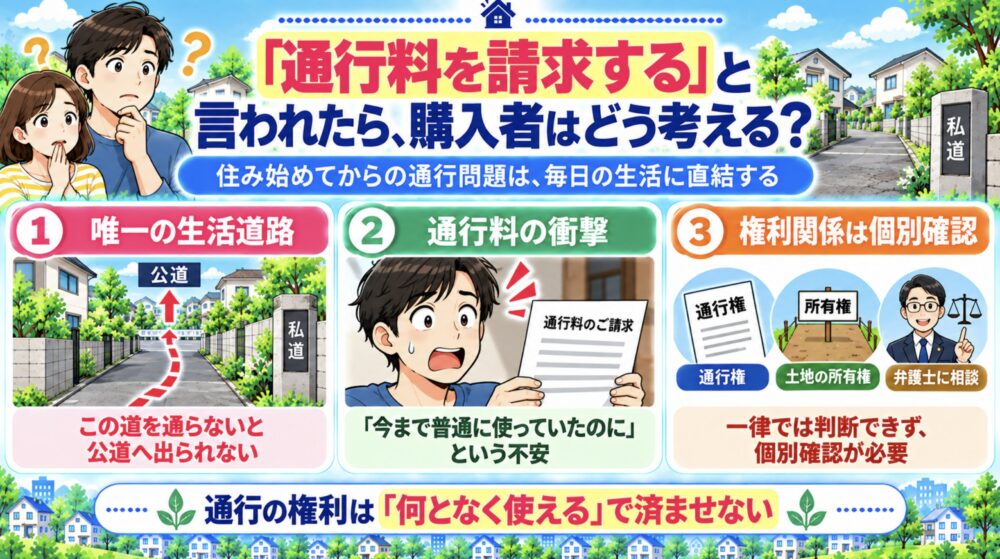 「通行料を請求する」と言われたら、土地購入者はどう考える?