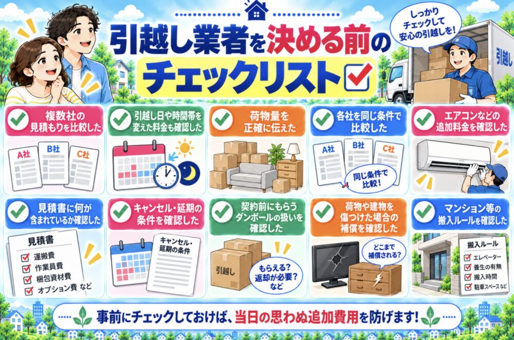 引越し業者を決める前のチェックリスト