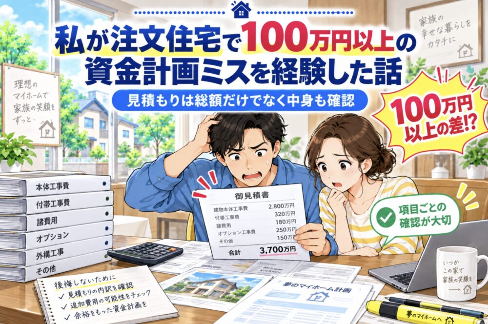 私が注文住宅で100万円以上の資金計画ミスを経験した話