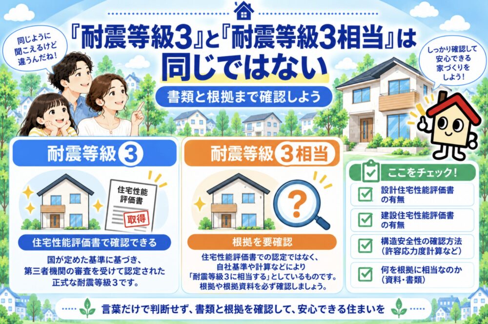 「耐震等級3」と「耐震等級3相当」は同じではない