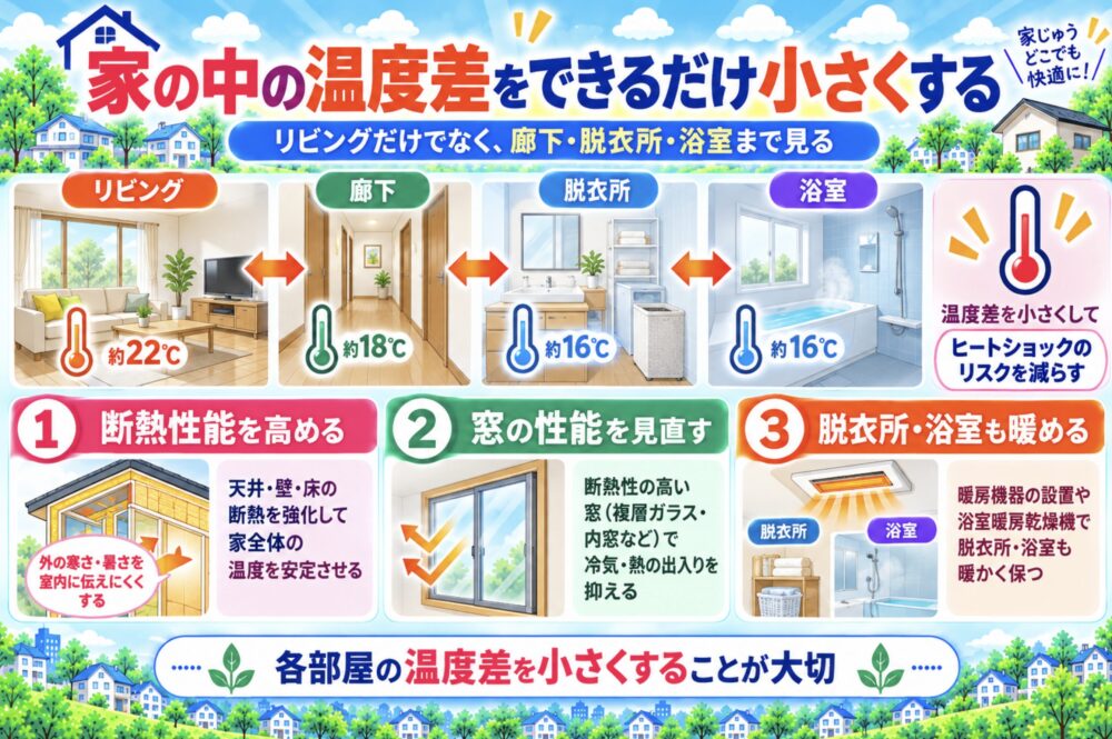 家の中の温度差をできるだけ小さくする