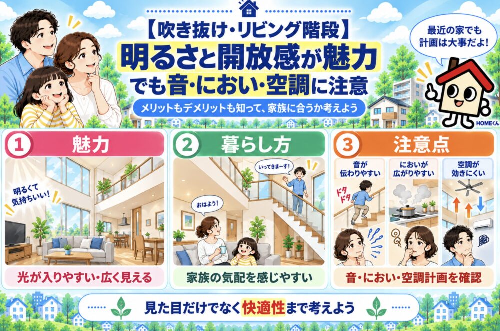 【吹き抜け・リビング階段】開放感だけで決めない