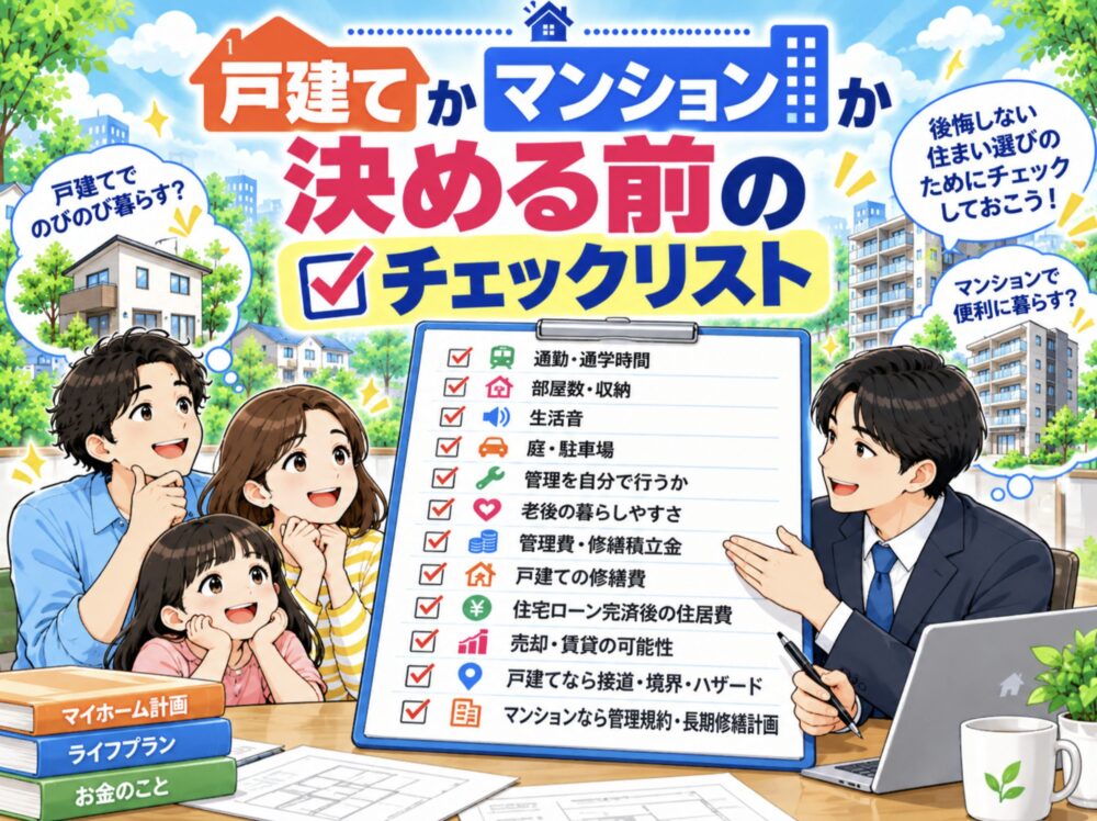 戸建てかマンションか決める前のチェックリスト