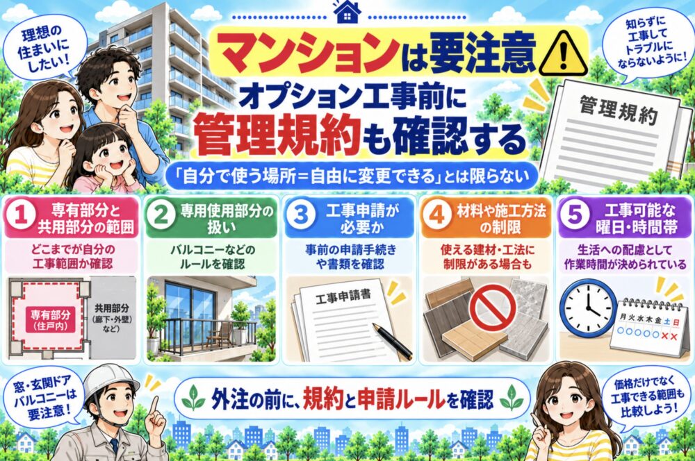 マンションは要注意｜オプション工事前に管理規約も確認する