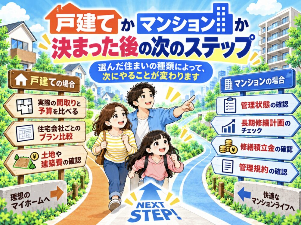 戸建てかマンションか決まった後の次のステップ