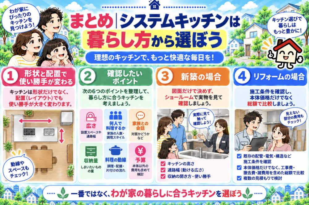 まとめ|システムキッチンは暮らし方から選ぼう