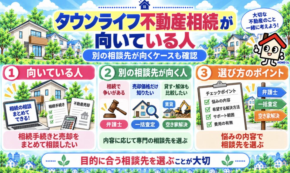 タウンライフ不動産相続が向いている人・別の相談先が向く人
