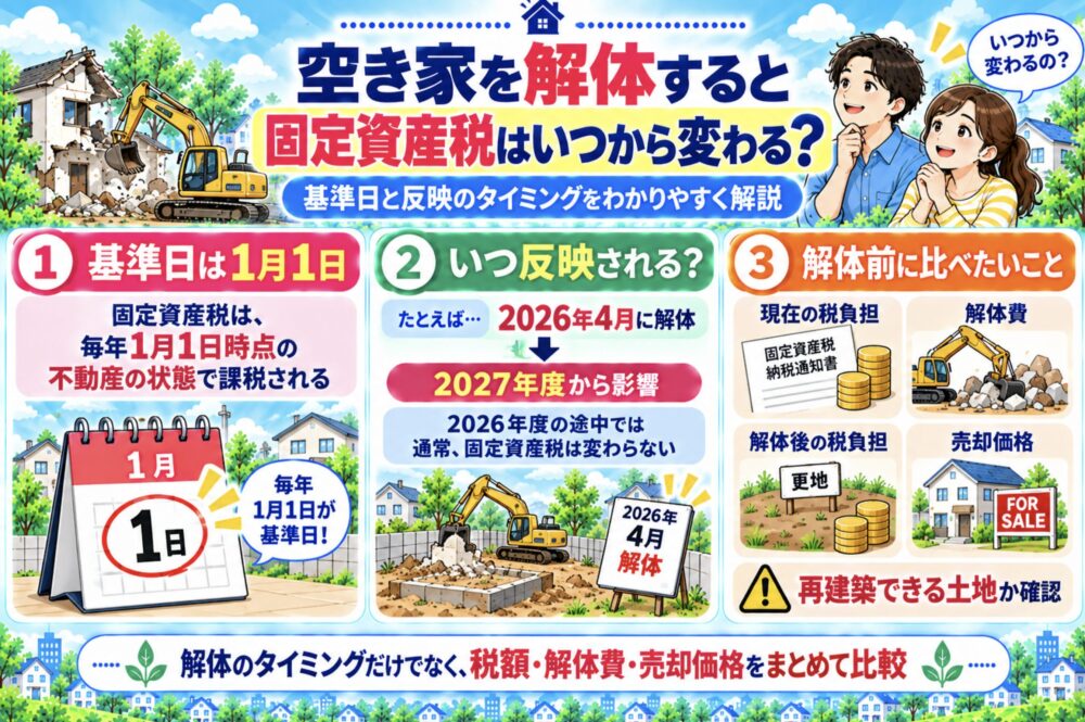 空き家を解体すると固定資産税はいつから変わる？