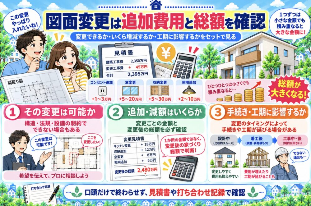 図面を変更するときは追加費用と総額も確認する