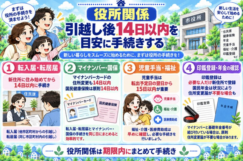 役所関係｜引越し後14日以内を目安に手続きする