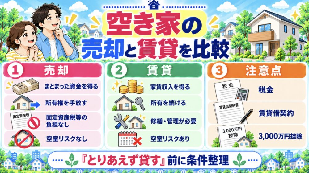 空き家の売却と賃貸を比較