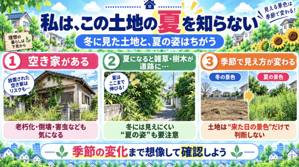 土地探しは季節の変化も調査