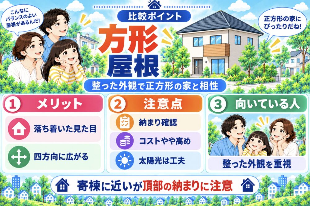 方形屋根｜正方形に近い住宅と相性がよい