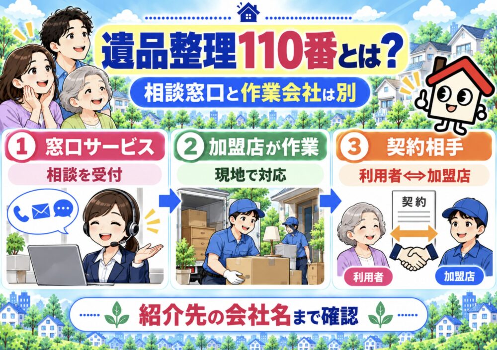 遺品整理110番とは?相談窓口と作業する業者は別