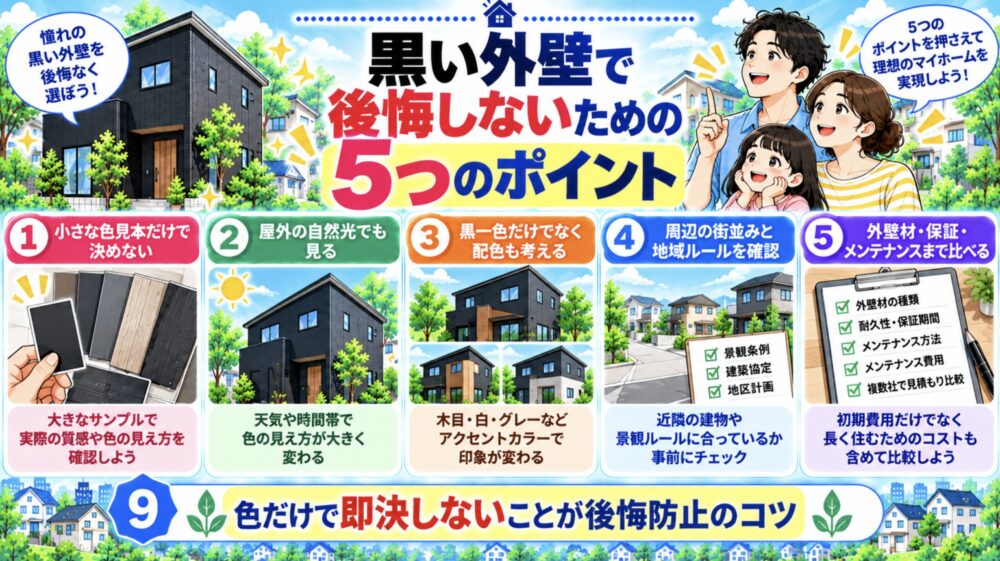 黒い外壁で後悔しないための5つのポイント