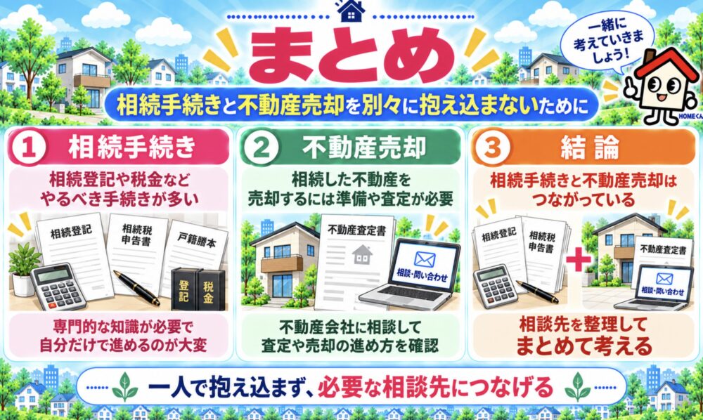 まとめ｜相続手続きと不動産売却を、別々に抱え込まないために