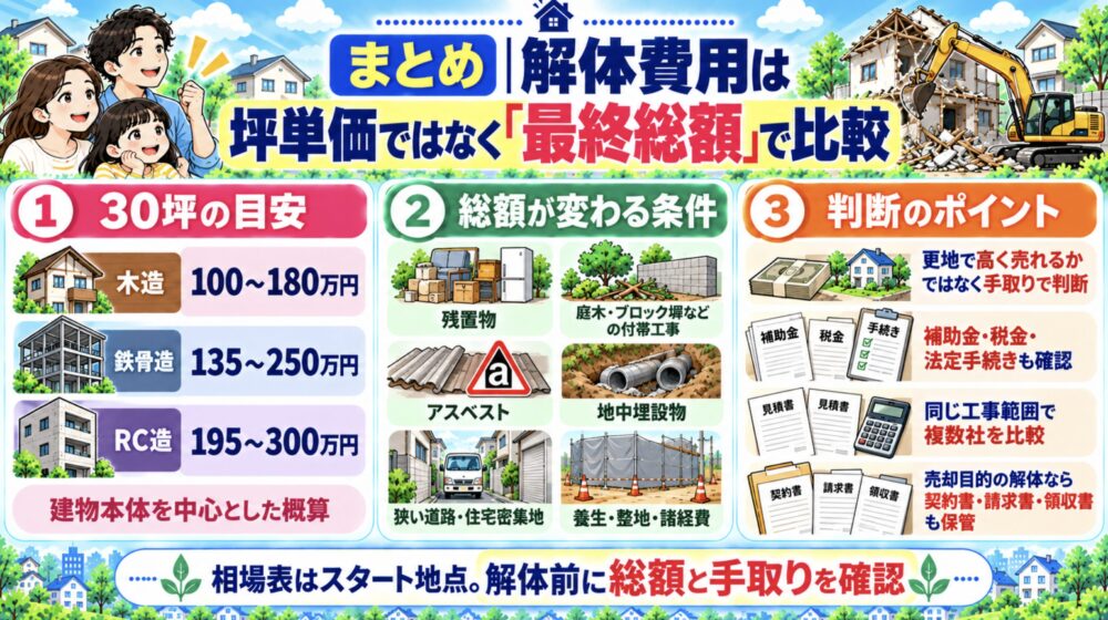 解体費用は坪単価ではなく最終総額で比較しよう