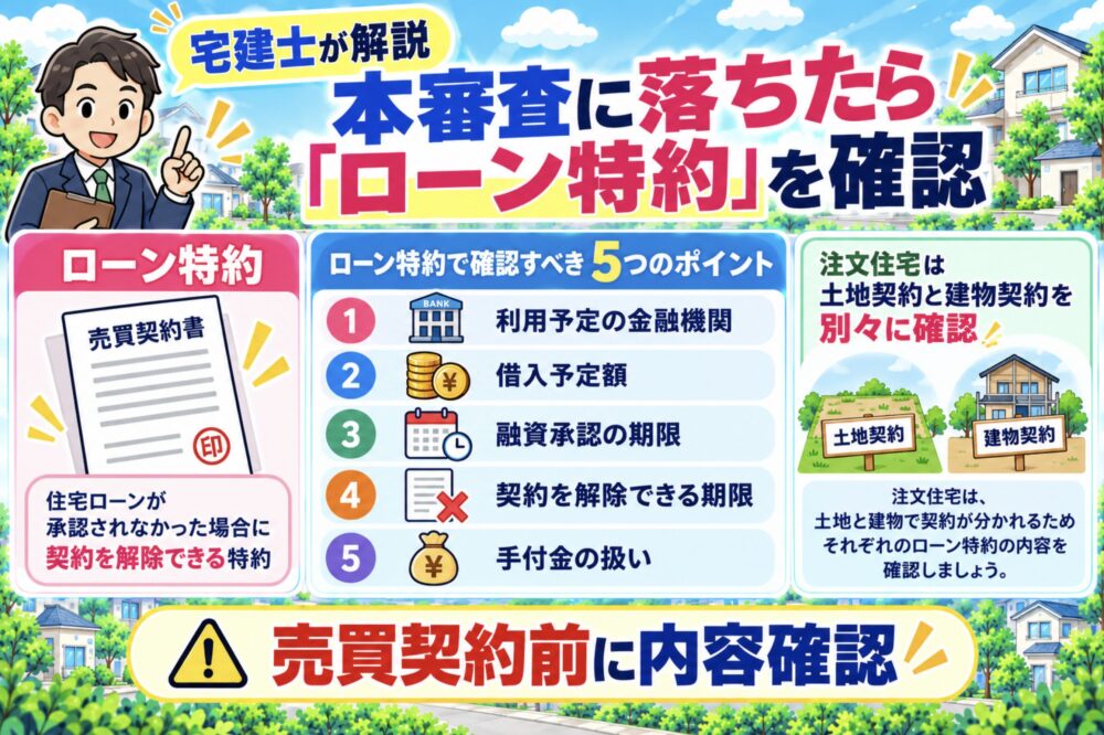 宅建士が解説｜本審査に落ちたときは「ローン特約」を確認する