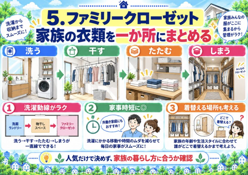 ファミリークローゼット｜家族の衣類を一か所にまとめる
