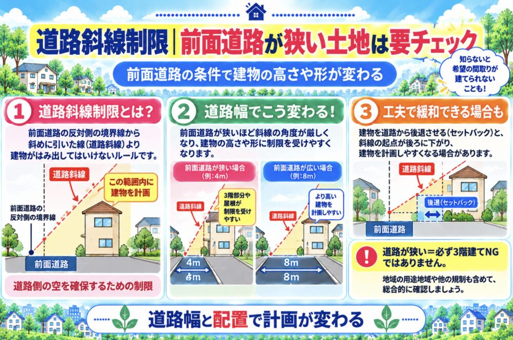 道路斜線制限|前面道路が狭い土地は要チェック