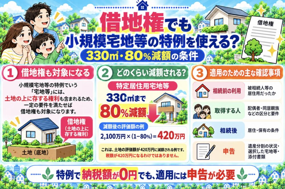 借地権でも小規模宅地等の特例を使える？330㎡・80％減額の条件