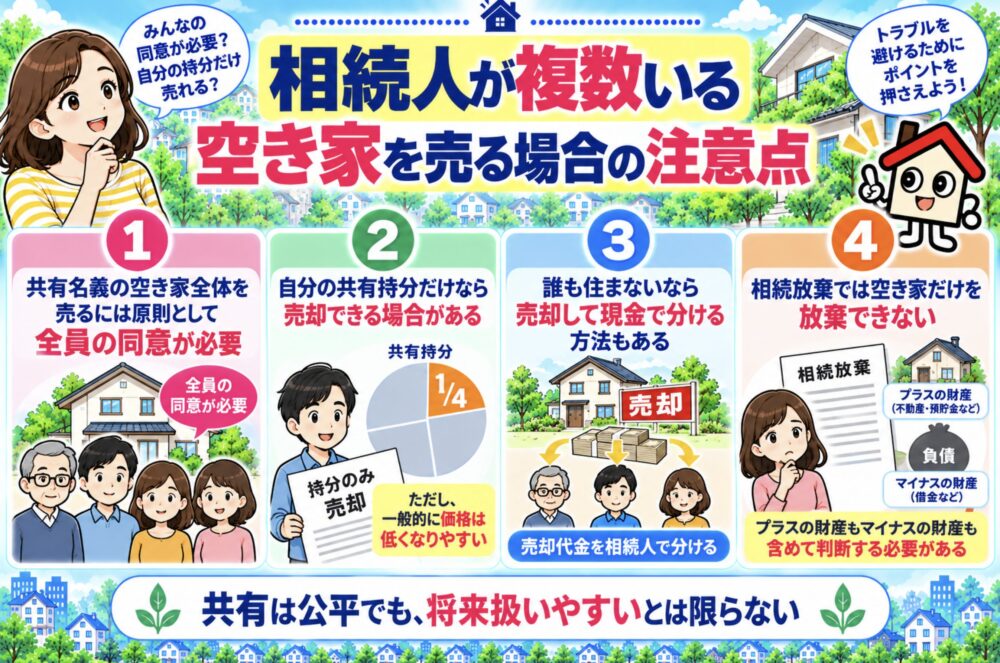 相続人が複数いる空き家を売る場合の注意点
