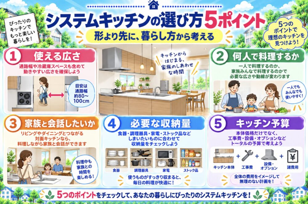 迷ったらここから|システムキッチンの選び方5ポイント