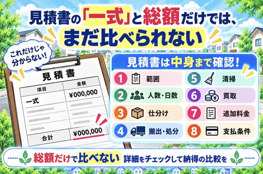見積書の「一式」と総額だけでは、まだ比べられない