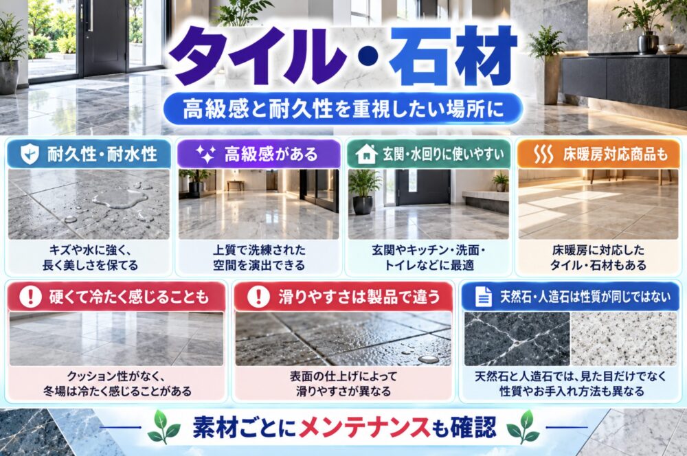 タイル・石材|高級感と耐久性を重視したい場所に