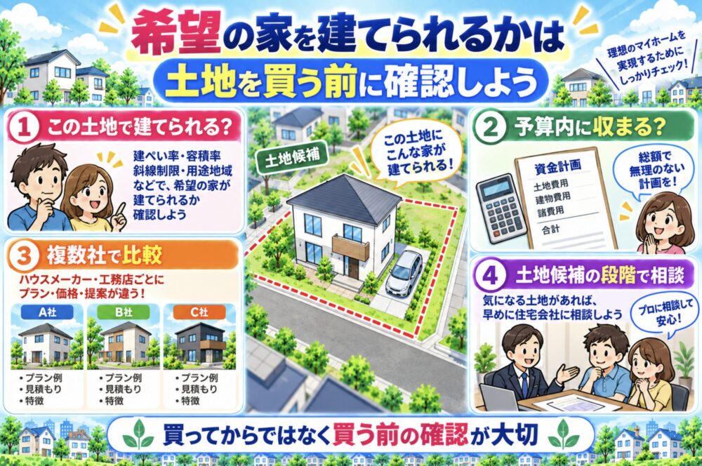 希望の家を建てられるかは土地を買う前に確認しよう