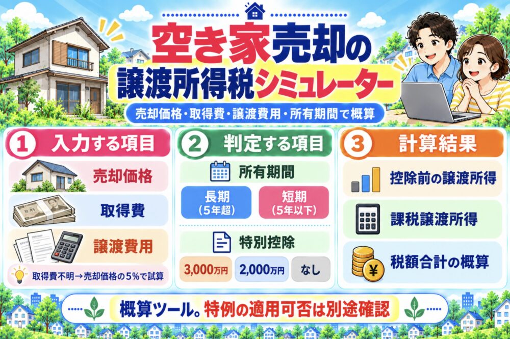 空き家売却の譲渡所得税シミュレーター