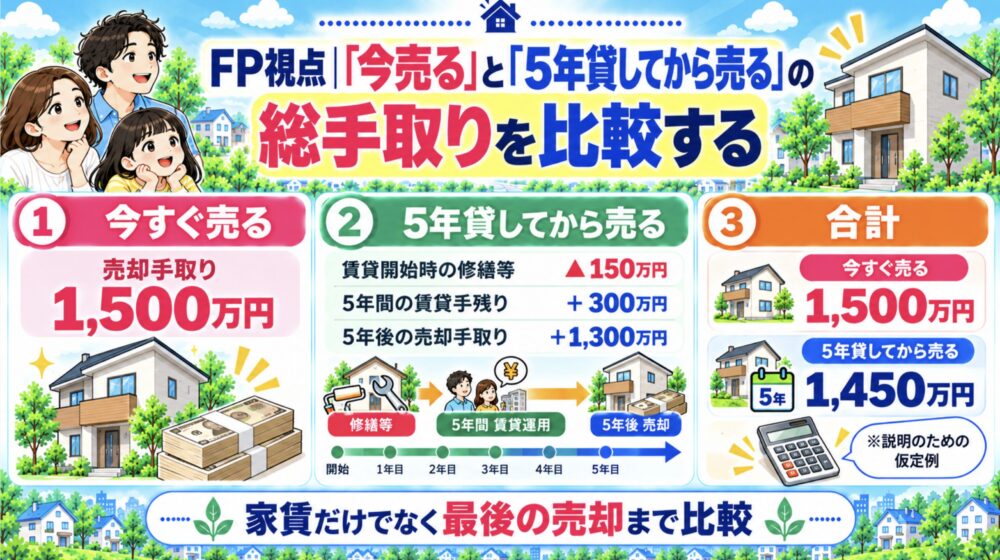 FP視点｜「今売る」と「5年貸してから売る」の総手取りを比較する