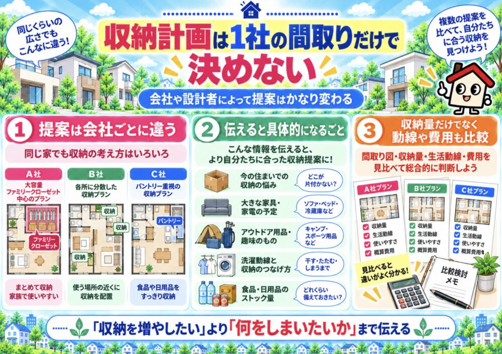 収納計画は1社の間取りだけで決めない