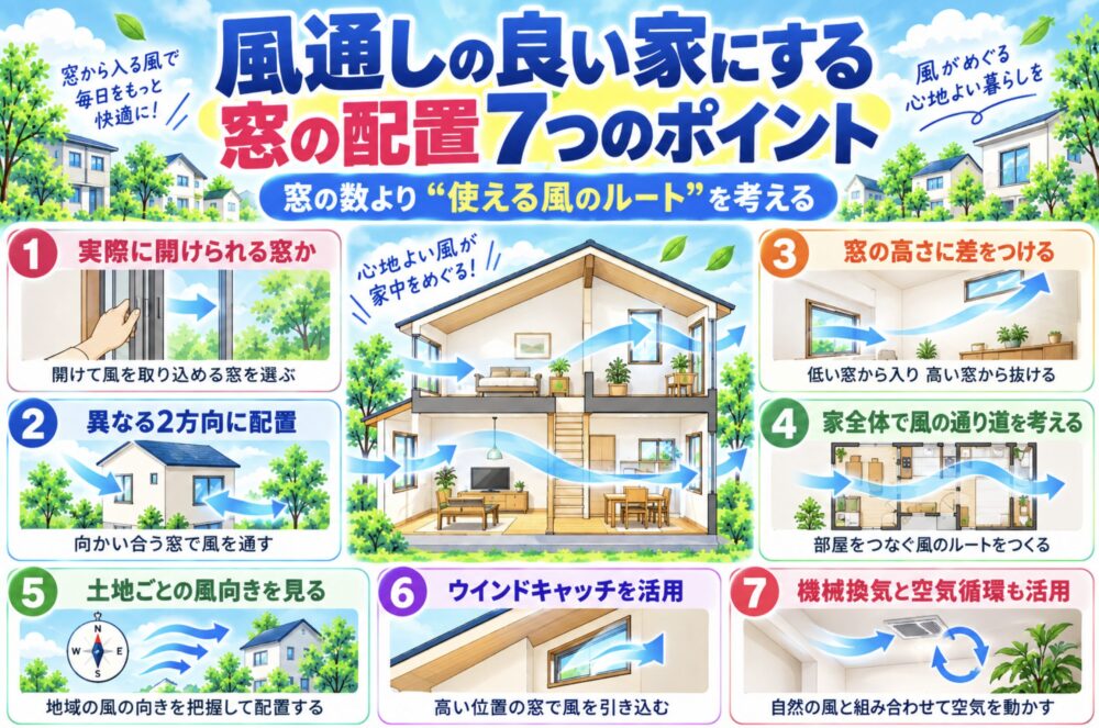 風通しの良い家にする窓の配置7つのポイント