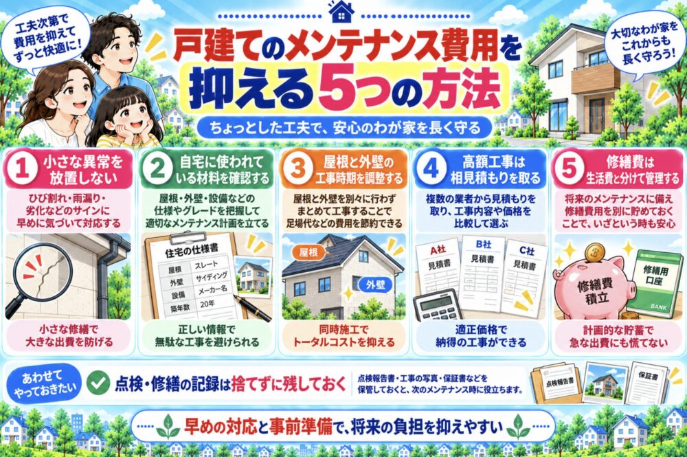 戸建てのメンテナンス費用を抑える5つの方法